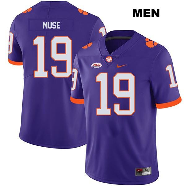 Men's Clemson Tigers #19 Tanner Muse Stitched Purple Legend Authentic Nike NCAA College Football Jersey HZN3546WB